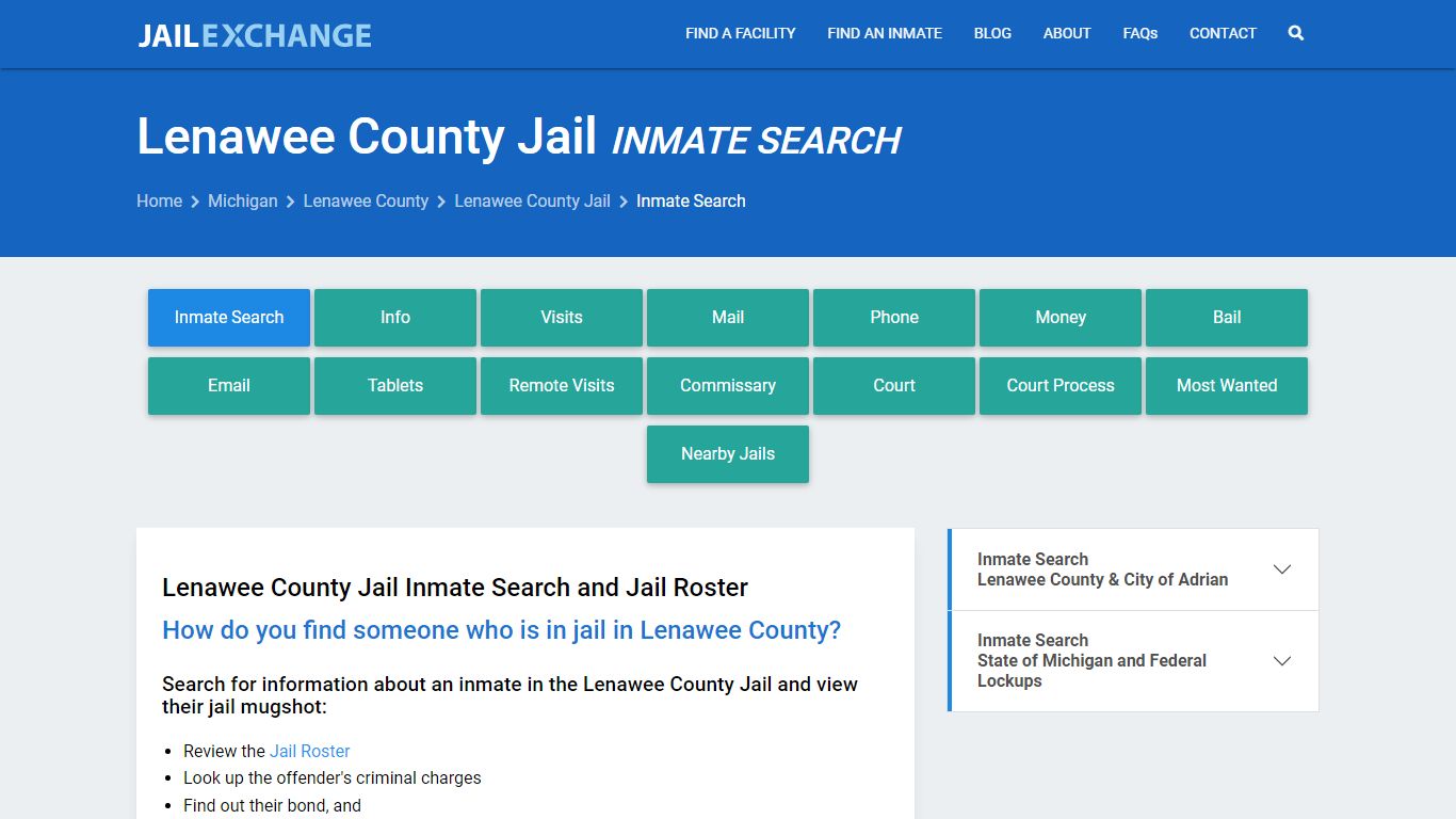 Inmate Search: Roster & Mugshots - Lenawee County Jail, MI