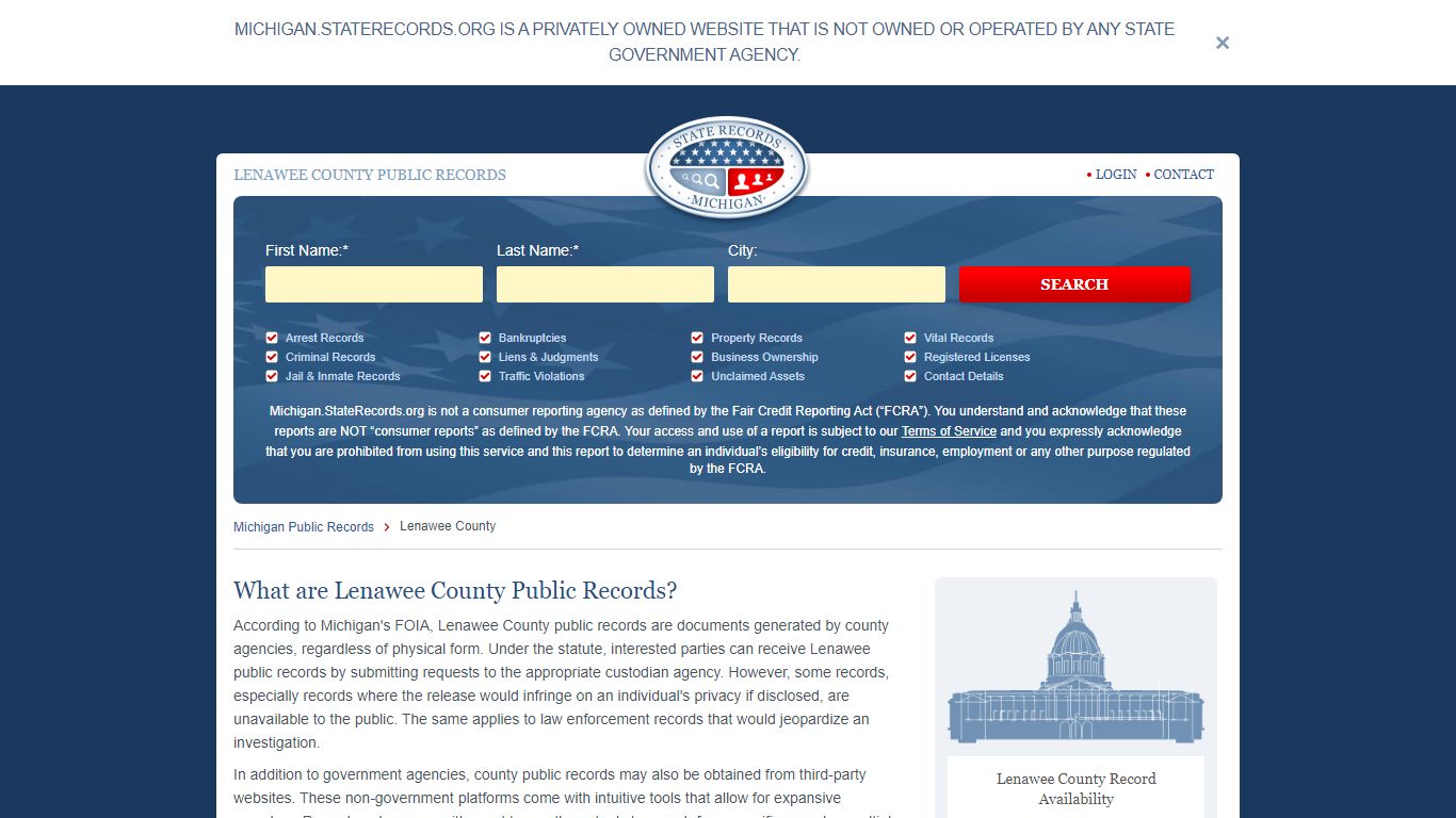 Lenawee County Arrest, Court, and Public Records | StateRecords.org